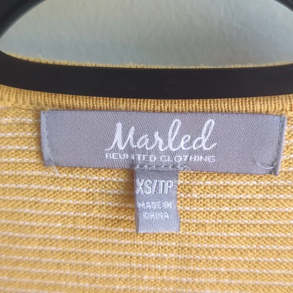 Marled Reunited. Open-Front Ribbed Cardigan In Yellow. Size XS. - Picture 2 of 9